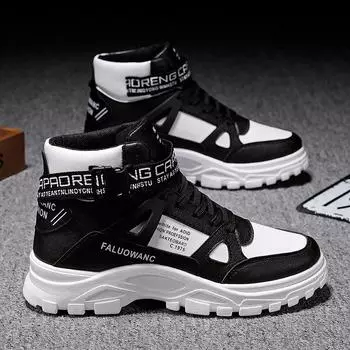 Мужские ботинки 2025 года, новые весенние белые высокие водонепроницаемые кроссовки, зимние плюшевые теплые ботинки на платформе, утолщенные нескользящие зимние ботинки 39
