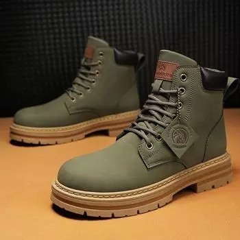 Мужские ботинки 2025 года, новый стиль ветра, модные водонепроницаемые мотоциклетные ботинки, высокие нескользящие ботинки в стиле ретро, ботильоны Botas Para Hombre 48 39 коричневый