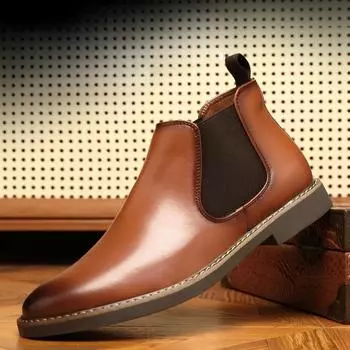 Мужские ботинки Большие размеры Кожаные ботинки в британском стиле Ботинки Челси Европа и США Мужские короткие ботинки 38