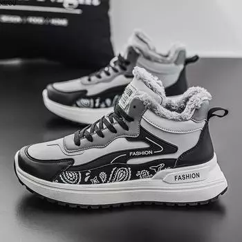 Мужские ботинки, ботильоны, бархатные, утолщенные, мужские зимние ботинки, на шнуровке, классические, модные, легкие, износостойкие, мужская обувь, популярная модель 39 чёрный