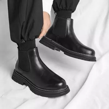 Мужские ботинки челси, брендовые, ретро, удобные, 2024, модные, мужские, повседневные, свадебные, из коровьей кожи, дизайнерские, кожаные, телесного цвета, ботинки 38 чёрный