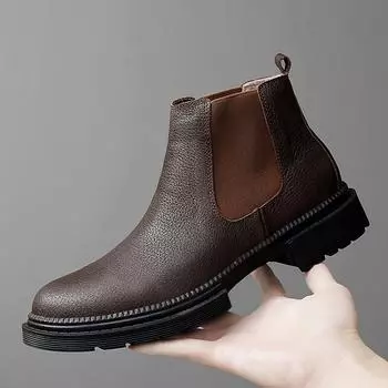 Мужские ботинки челси из натуральной кожи, свадебные туфли для мужчин, формальные деловые мужские ботильоны, зимняя теплая обувь ручной работы 37