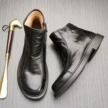 Мужские ботинки челси, кожаные ботинки на круглой платформе, универсальные синие ботинки Martin для мужчин 37 серый