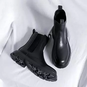 Мужские ботинки Челси Модная обувь Ботинки для отдыха на открытом воздухе без застежек Мужская обувь Удобные зимние ботинки ручной работы Зимние ботинки для мужчин Мотоциклетная обувь 38
