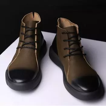 Мужские ботинки Челси, обувь из натуральной кожи, мужские туфли с высоким берцем, плюшевые, Sapato Social Masculino Zapatos Para Hombres, офисная мужская обувь 38 чёрный