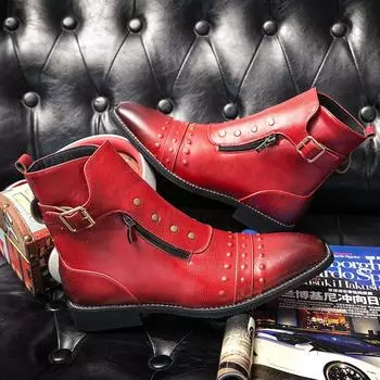 Мужские ботинки челси Personality, модные дизайнерские высокие ботинки для мужчин, уличные мужские туфли с застежкой-молнией сбоку, кожаные 38