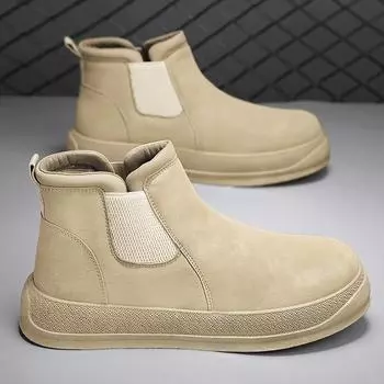 Мужские ботинки челси, повседневная мужская обувь на осень-зиму, сохраняющая тепло для прогулок на свежем воздухе, износостойкая, высококачественная, нескользящая, мужская обувь 39 чёрный