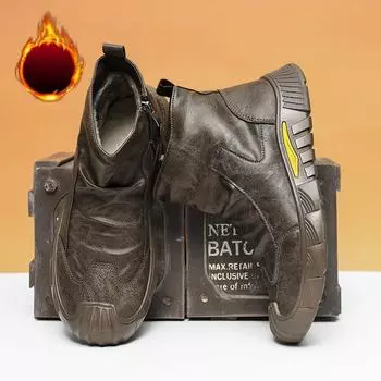 Мужские ботинки челси, водонепроницаемые ботильоны, ретро, черные, мужские модные ботинки, обувь для мотоциклистов, большие размеры 39 чёрный