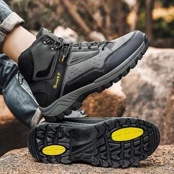 Мужские ботинки Desert, армейские ботинки, рабочие высокие походные ботинки большого размера EU: 40 серый