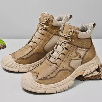 Мужские ботинки для мотокросса на шнуровке, универсальные ботинки для пешего туризма, новинка 2024 года, удобные мужские кроссовки из кожи, модная обувь для ходьбы 38