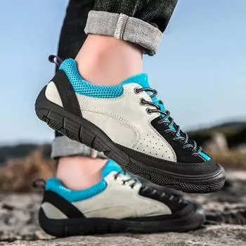 Мужские ботинки для пустыни, армейские ботинки, рабочие низкие походные ботинки для улицы, большой размер, нескользящие, уличный стиль EU: 40 синий