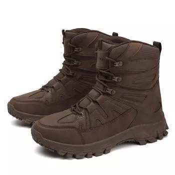 Мужские ботинки для пустыни, мужские повседневные коричневые короткие армейские ботинки, нескользящие, большого размера, походная обувь EU: 39 чёрный