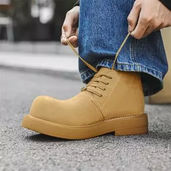 Мужские ботинки из натуральной кожи. Модные и универсальные стили дизайна. Повседневные, для отдыха, вечеринки, бизнеса, офиса, молодежи. Качественная теплая обувь. Новые. 38 коричневый