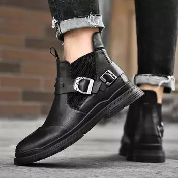 Мужские ботинки из натуральной кожи, модные деловые ботинки для мужчин, повседневная обувь для отдыха на природе, роскошные фирменные дизайнерские ботинки челси ручной работы 39 чёрный