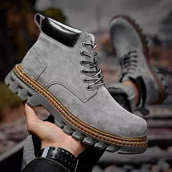 Мужские ботинки из натуральной кожи, осенне-зимние качественные ботильоны, размер 38–44, сохраняющая тепло обувь для мужчин, Hombres Botas 38 жёлтый