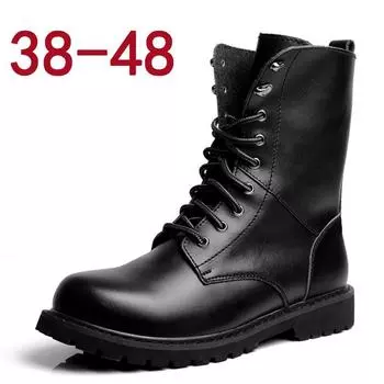 Мужские ботинки из натуральной кожи, осенние теплые зимние ботинки, мужская повседневная обувь, модные базовые ботинки, мужские панк-мотоциклетные ботинки D426 38 чёрный