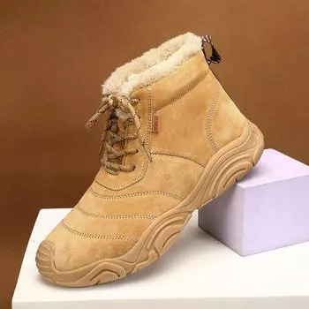 Мужские ботинки из натуральной кожи с хлопковой подкладкой, зимние ботинки 39 чёрный