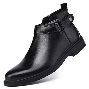 Мужские ботинки из натуральной кожи. Удобные теплые зимние ботильоны. Деловые кожаные ботинки. 37 коричневый