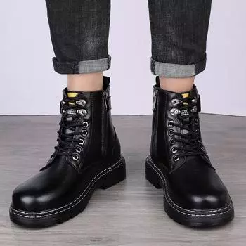 Мужские ботинки из натуральной кожи, зимние теплые уличные ботинки, мужские военные тактические ботинки для снега, модная мужская повседневная обувь на платформе 40