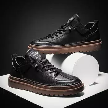 Мужские ботинки из спилковой кожи, брендовые водонепроницаемые зимние ботинки на шнуровке для мужчин, 2024, новые классические повседневные рабочие ботинки для мужчин 39 чёрный