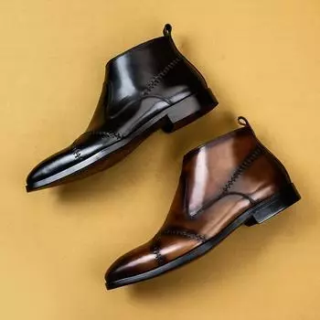 Мужские ботинки Martin из британской кожи с высоким берцем, ботинки Chelsea с боковой молнией 39 чёрный