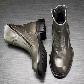 Мужские ботинки Martin из кожи с высоким берцем, повседневные рабочие ботинки на платформе, военные ботинки в британском стиле, универсальные кожаные ботинки Locomotive 40