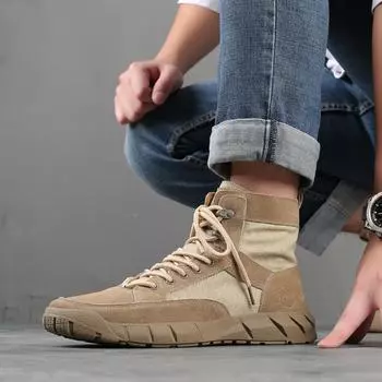 Мужские ботинки Martin из натуральной кожи — британский стиль, высокие рабочие ботинки для пустыни, универсальный корейский дизайн для отдыха на открытом воздухе на осень и зиму 41