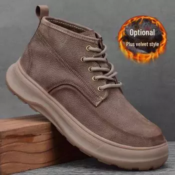 Мужские ботинки Martin из натуральной кожи средней высоты в стиле ретро — мягкая подошва, бархат, повседневный универсальный вариант для осени и зимы. 43