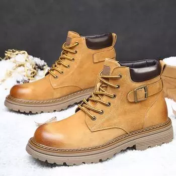 Мужские ботинки Martin из натуральной кожи 2024 года выпуска: Модный британский стиль, толстая подошва, износостойкая, повседневная рабочая обувь. 38