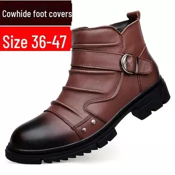 Мужские ботинки martin: Натуральная кожа, молния сбоку, размеры 36-47, плюс бархат, рабочие ботинки для зимы и осени 42 four seasons коричневый