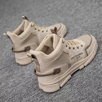 Мужские ботинки Martin, тренд 2025 года, новые осенние мужские высокие британские рабочие ботинки, повседневные, средние, универсальные, голые туфли 39 чёрный