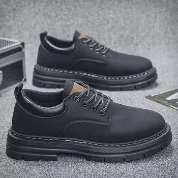 Мужские ботинки Martin в ретро-британском стиле с низким верхом 2024 года: Износостойкая, универсальная, повседневная обувь на толстой подошве для весны и лета 39 чёрный