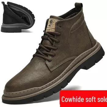 Мужские ботинки Martin в стиле ретро из коровьей кожи, размер 37, мягкая подошва, для активного отдыха, теплый бархат, износостойкая кожа с высоким голенищем. 37