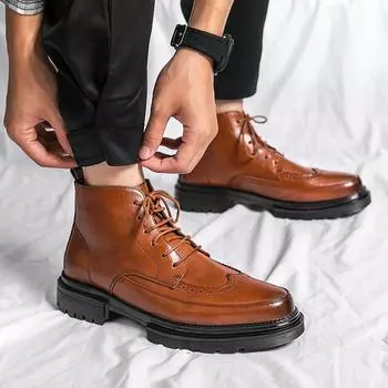 Мужские ботинки на шнуровке, модные мотоциклетные ботильоны, мужские новые ботильоны на шнуровке, мужские черные ботильоны, зимняя мужская обувь Botas Hombre 6.5