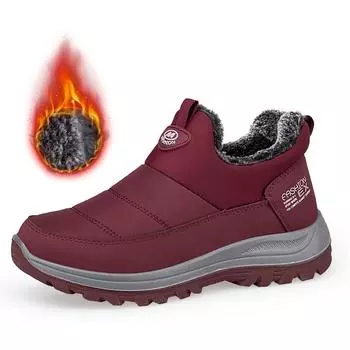 Мужские ботинки, непромокаемые зимние легкие зимние ботинки, мужская обувь на толстом теплом меху, ботильоны унисекс больших размеров, повседневная обувь без шнуровки 35 чёрный