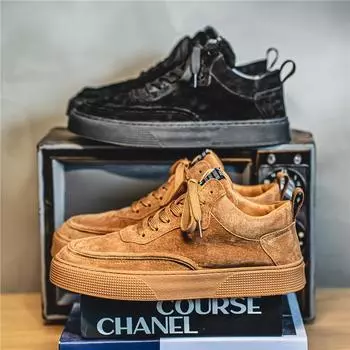 Мужские ботинки, новые мужские туфли в британском стиле, высокие туфли для скейтбординга, повседневные туфли на шнуровке в стиле ретро для мужчин 39 чёрный