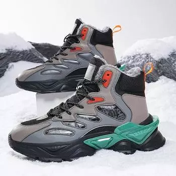 Мужские ботинки Новые зимние тапочки Теплые мужские туфли Водонепроницаемые плюшевые кроссовки Мужские теннисные туфли Ботинки Мужские кроссовки Зимние 39 серый