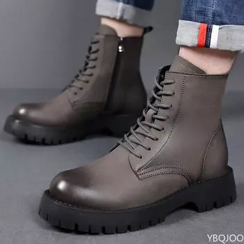 Мужские ботинки, осень-зима 2024, новая модная обувь, мужские повседневные ботинки, мужские новые кожаные удобные уличные ботинки высокого качества 38 чёрный
