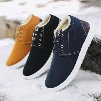 Мужские ботинки осень-зима Help Style Classic Plush Keep Warm Мужская повседневная обувь Мужские зимние ботинки размера Plus ghn78 39 чёрный