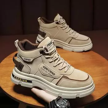 Мужские ботинки осень-зима мода высокие повседневные туфли удобные платформы до щиколотки спортивные тактические уличные надежные кроссовки 39