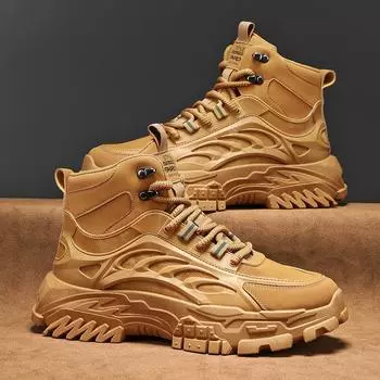 Мужские ботинки осенне-зимние модные повседневные высокие ботинки с мягкой подошвой, нескользящие уличные ботинки, рабочие ботинки, молодежные походные ботинки 39