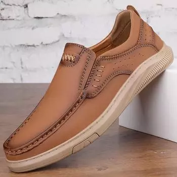 Мужские ботинки, осенняя кожаная повседневная обувь с высоким берцем, модная хлопковая обувь, ботильоны на плоской подошве, деловая уличная обувь, мужские кроссовки, новые 37 коричневый