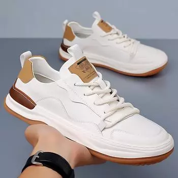 Мужские ботинки, осенняя кожаная повседневная обувь с высоким берцем, модная хлопковая обувь, ботильоны на плоской подошве, деловая уличная обувь, мужские кроссовки, новые 38 белый