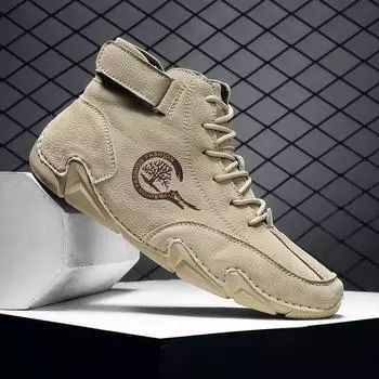 Мужские ботинки повседневные кожаные роскошные высокие кеды роскошные мокасины обувь для мужчин мотоциклетные ботильоны 2024 новейшая обувь 40 чёрный