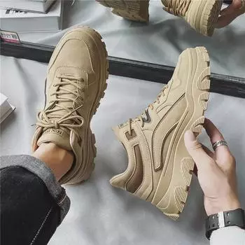 Мужские ботинки-пустыни, модные, универсальные, удобные, на шнуровке, мужские рабочие туфли на платформе для отдыха, мужская повседневная спортивная обувь Bota Masculina 39 чёрный