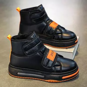 Мужские ботинки с круглым носком, легко чистятся, мужские зимние ботинки, теплые и износостойкие, популярная модель, высокие зимние хлопковые туфли для мужчин 39 чёрный