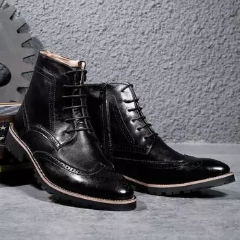 Мужские ботинки с высоким берцем, трендовые кожаные ботинки Brock в британском стиле, кожаные ботинки с высоким берцем, ботинки Martin, мужская обувь, мужская 37 красный