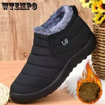 Мужские ботинки Slip on зимняя обувь для женщин Водонепроницаемые ботильоны зимние ботинки мужские снег 40 красный