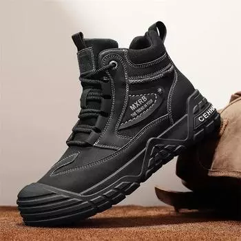 Мужские ботинки Tooling, модные универсальные ботинки для скалолазания, мужская зимняя обувь, повседневная классика в британском стиле, новое поступление, основной толчок 39 чёрный
