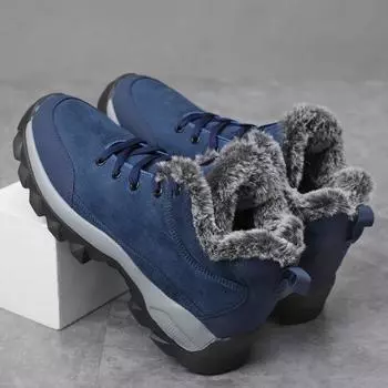 Мужские ботинки зимние меховые теплые ботинки для снега 2025 новые утолщенные устойчивые к холоду ботинки для походов на открытом воздухе спортивные ботинки на платформе для альпинизма 39 чёрный